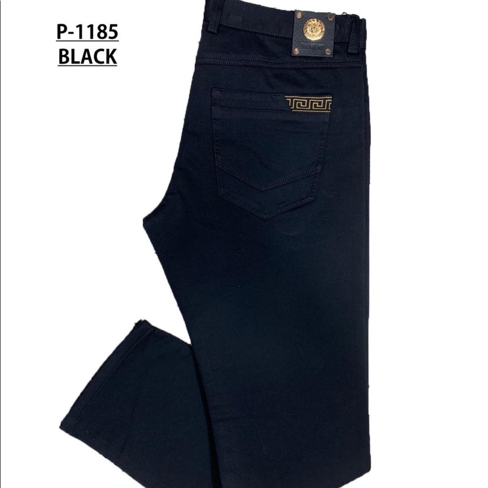 Men’s Straight Leg Black Gold Dress Jeans